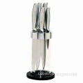 Kitchen Knife Set of 5-piece Knives with Acrylic Block Set, Sharp Blades with Hollow Handle